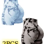 2PCS Tie Dye Butt Lifting Sexy Gym Shorts Woman Skinny Stretch High Waist Sport Shorts Casual Seamless - AliExpress 200000345