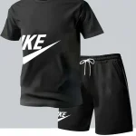 Summer fashion street short sleeved sports suit men's sports shirt set men's round neck short sleeved shorts sports suit 2-piece - AliExpress